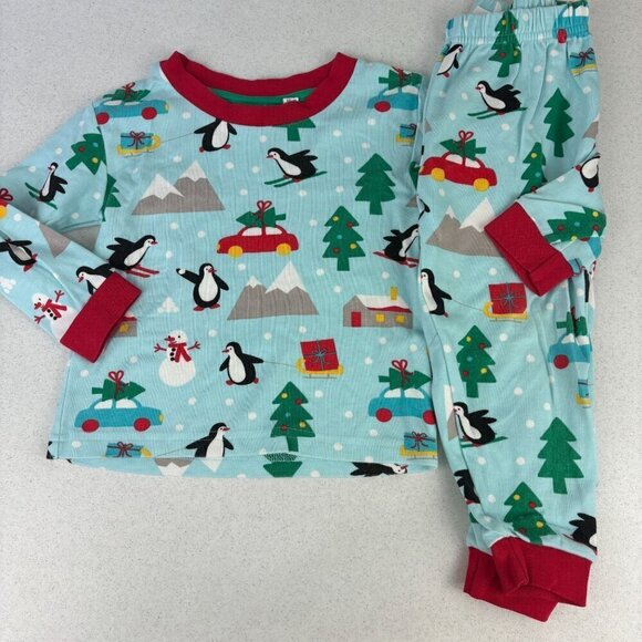 Toby Tiger Winter Scene Penguin Long John Pajamas 2-3 - Picture 1 of 9